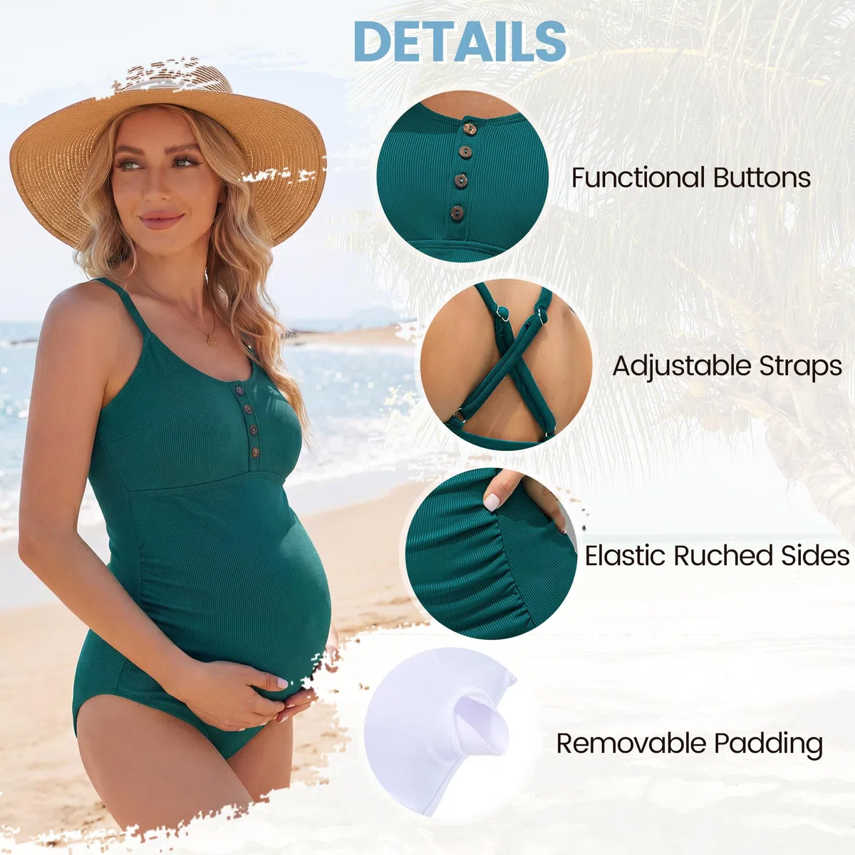 American Trends Traje de baño de Maternidad de una Pieza con Botones y Espalda Cruzada