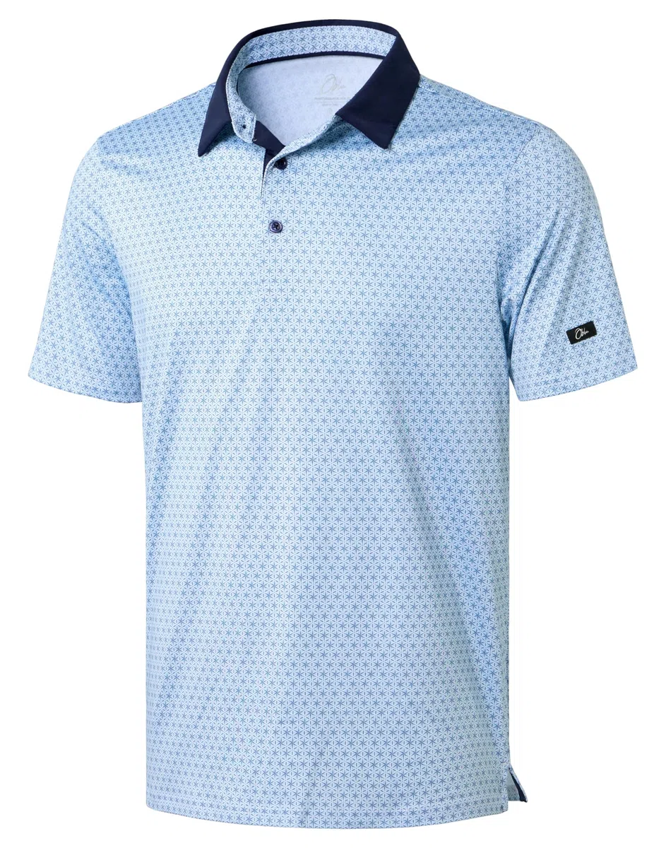 Obla Polo de golf para hombre, manga corta, ajuste seco, rendimiento que absorbe la humedad, estampado casual, cuello | Absorbe la humedad, rendimiento, ligero, casual, camisas polo para hombre