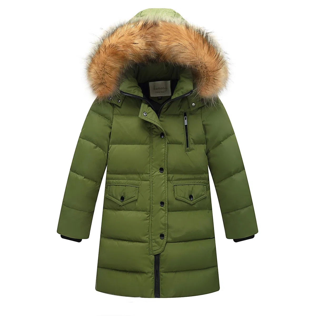 Chaquetas de plumón para niñas, abrigos acolchados gruesos con capucha de piel sintética, resistente al viento, con cremallera, abrigos acolchados versátiles de longitud media para niños de 2