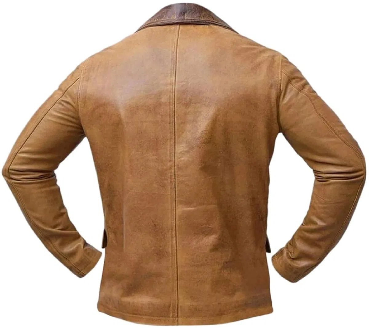 Chaqueta de cuero desgastado marrón para hombre, ropa de abrigo inspirada en videojuegos estilo vaquero