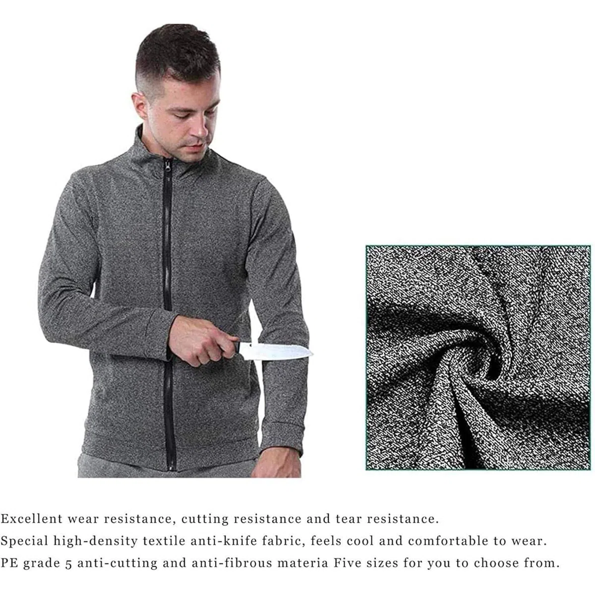 Ropa Antipuñaladas De 5 Niveles: Camiseta De Manga Larga Antimordidas, Chaqueta Táctica, Ropa De Seguridad Anticortes Para Policías Y Personal De Seguridad.,Grey-M