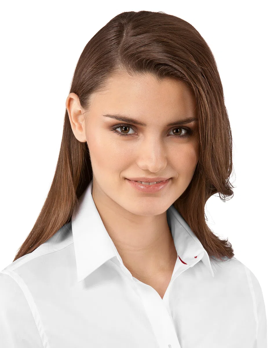 Vincenzo Boretti Camisa de Mujer Elegante y clásica, Ajustada Entallado (Slim-fit), Mezcla de algodón, Ligeramente elástica, Manga-Larga, Cuello Kent, Lisa - fácil de Planchar