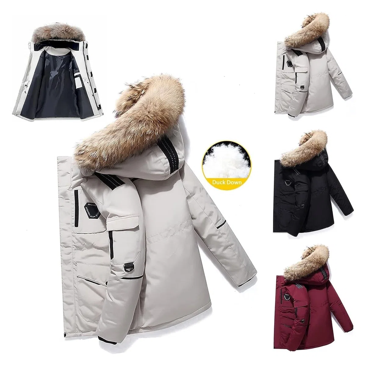 SIYAN Chaqueta Acolchada Ligera con Capucha For Hombre, Abrigo De Invierno Aislado, Chaquetas De Esquí For Nieve con Capucha Desmontable(Rouge,M)