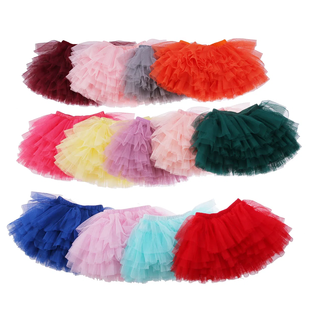 Falda tutú para bebé niña niño 6 capas Tulle faldas 1-8T - verde - 3-4 años