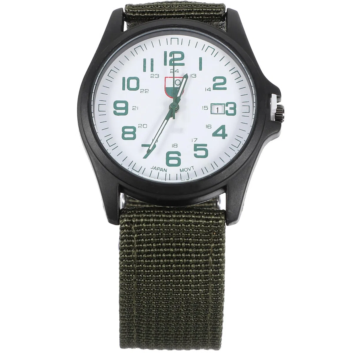Reloj Nailon Verde Calendario de Pulsera de Cuarzo y Hombre