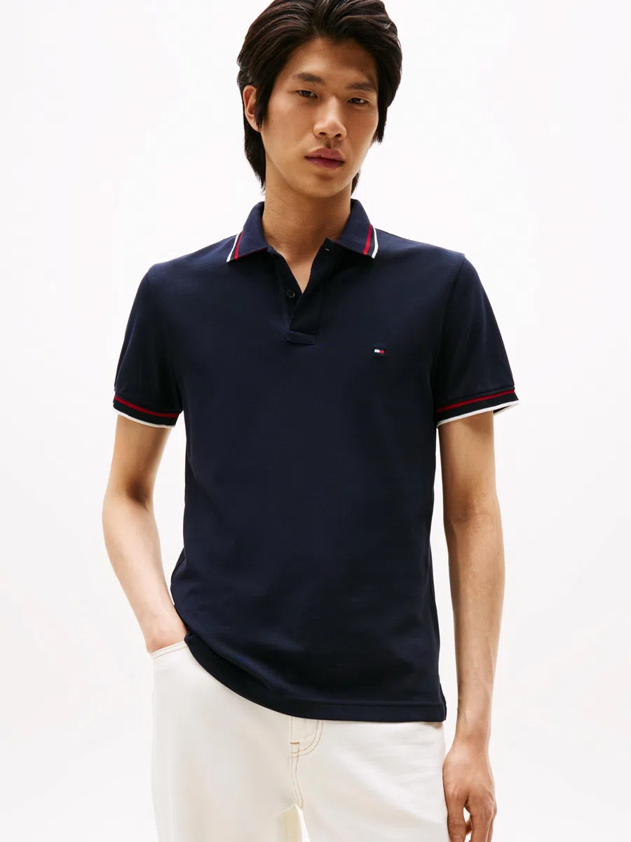 Tommy Hilfiger Polo de Manga Corta Hombre Cuff Interest Slim Fit