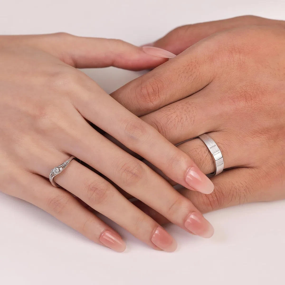 Meissa Anillos de Compromiso de Plata 925 Pareja Alianzas Ajustables Mujer 3.5mm & Hombre 4.6mm Joyas de Pareja para Boda Aniversario San Valentín Regalo para Ella y Él