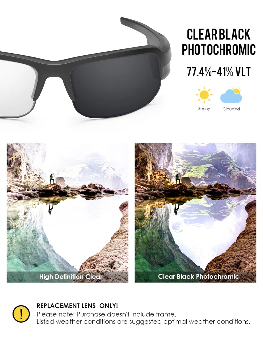 BLAZERBUCK Lentes de repuesto de policarbonato para gafas de sol BOSE Tempo - Negro transparente fotocrómico