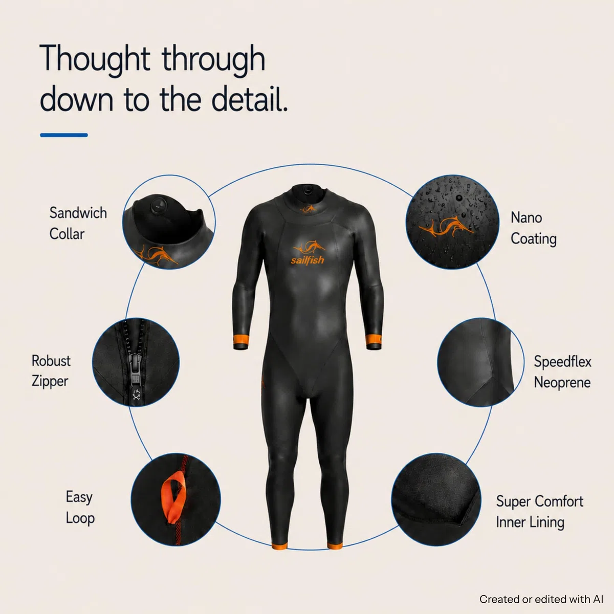 sailfish Ignite 3 Traje de neopreno para hombre | Traje de triatlón para hombre para principiantes con neopreno Speedflex de 3 mm | Extremadamente elástico para poner y quitar sin esfuerzo | Forro
