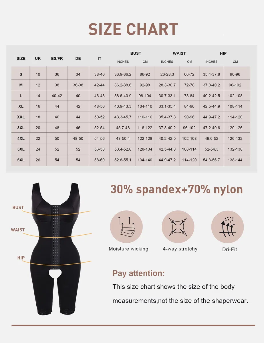 FeelinGirl Faja para Mujer con 3 Filas de Ganchos Shapewear Sobre Busto Control de Abdomen Body Reductor con Pantalones Moldeadores hasta la Rodilla Tallas Grandes