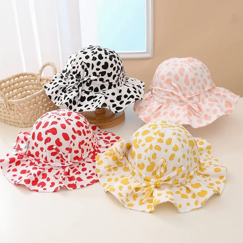 LNNSHX Sombrero para el Sol para niñas, Estampado de Leopardo, Sombrero de Cubo para niños, Gorro de algodón, Gorra para niños pequeños, Sombrero de Pescador para bebés (Color: Argento, tamaño: 48-52