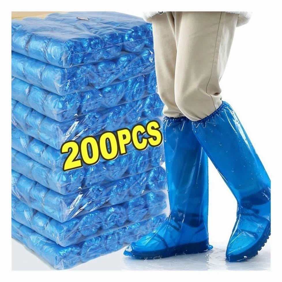 10-200 fundas desechables largas para zapatos, impermeables, antideslizantes, botas de lluvia unisex