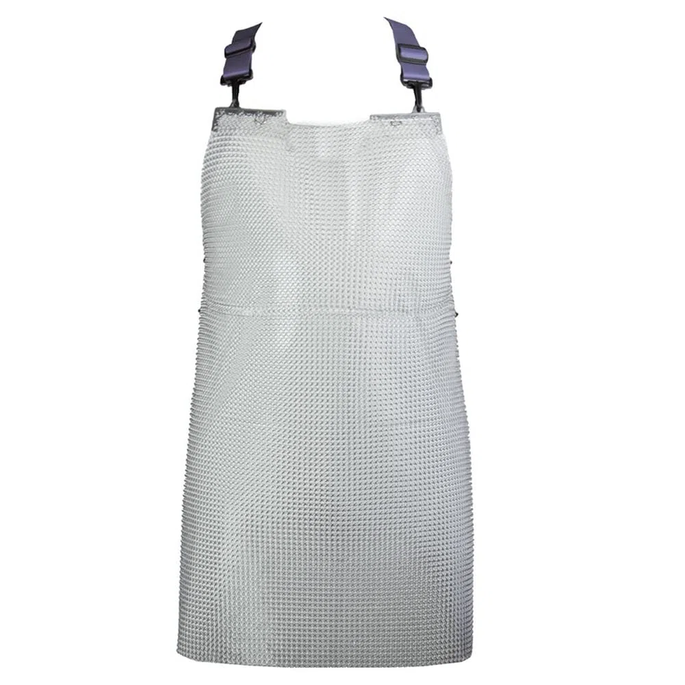 Delantal de Malla metálica Resistente a Cortes, Delantal de Carnicero de Acero Inoxidable Apto para Uso alimentario y Resistente a pinchazos (Color: Plata, Tamaño: 55x80cm/21.65"x31.5")