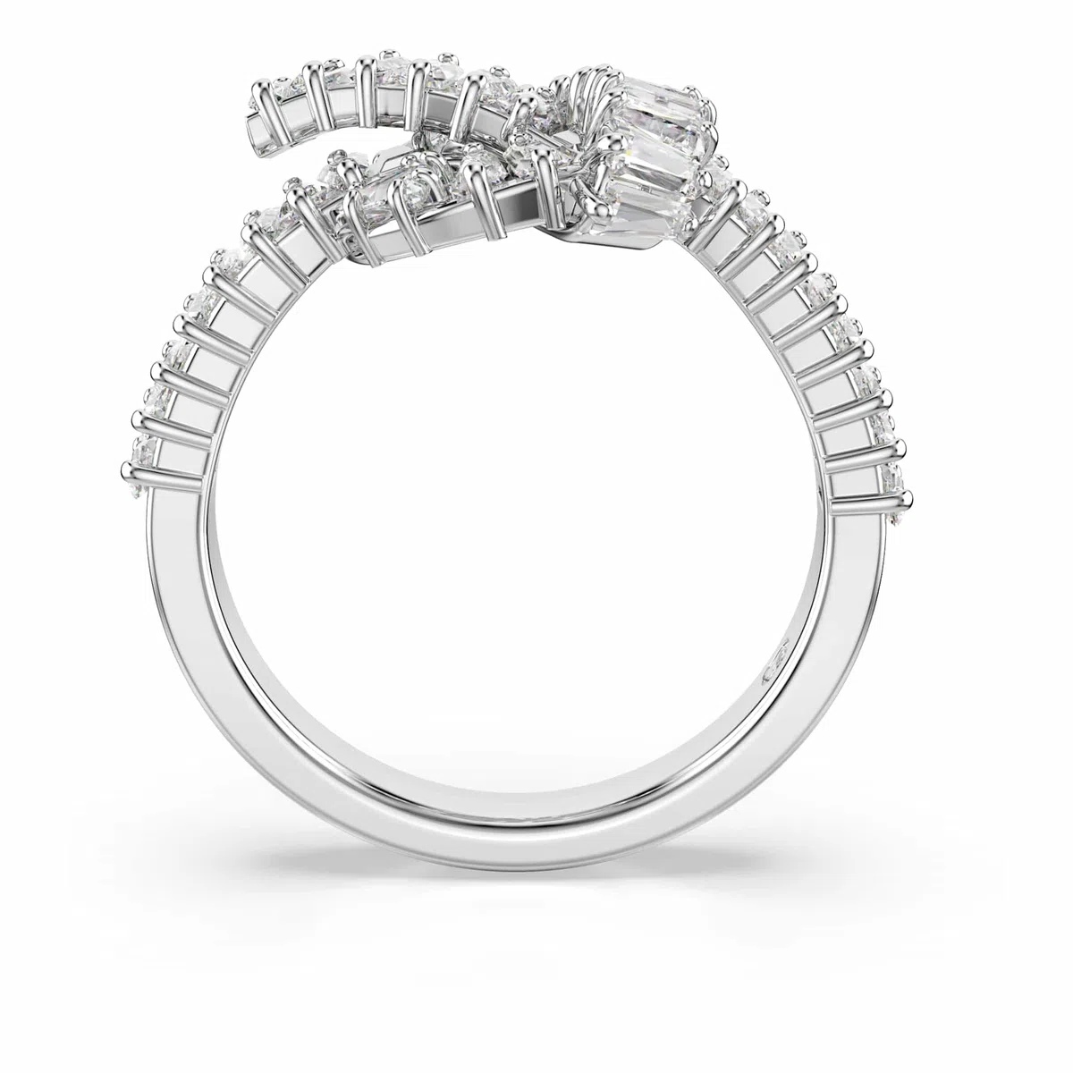 Swarovski Matrix Colección anillo, talla baguette, nudo, blanco, chapado en rodio
