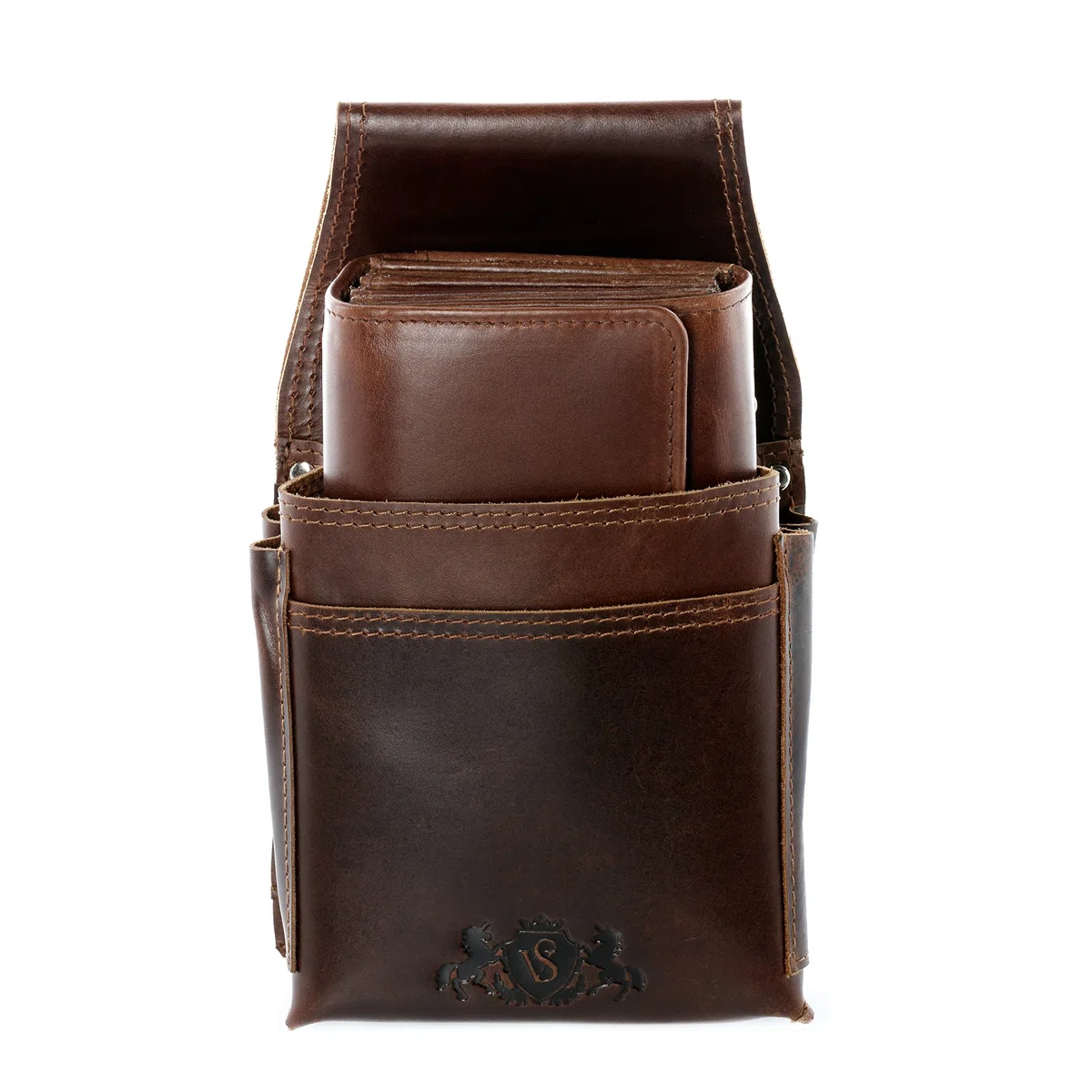 SID & VAIN Funda y Cartera para Camarero o Camarera Cuero I Mozo Billetera I Monedero y Funda Unisex Aberdeen marrón Hecho a Mano