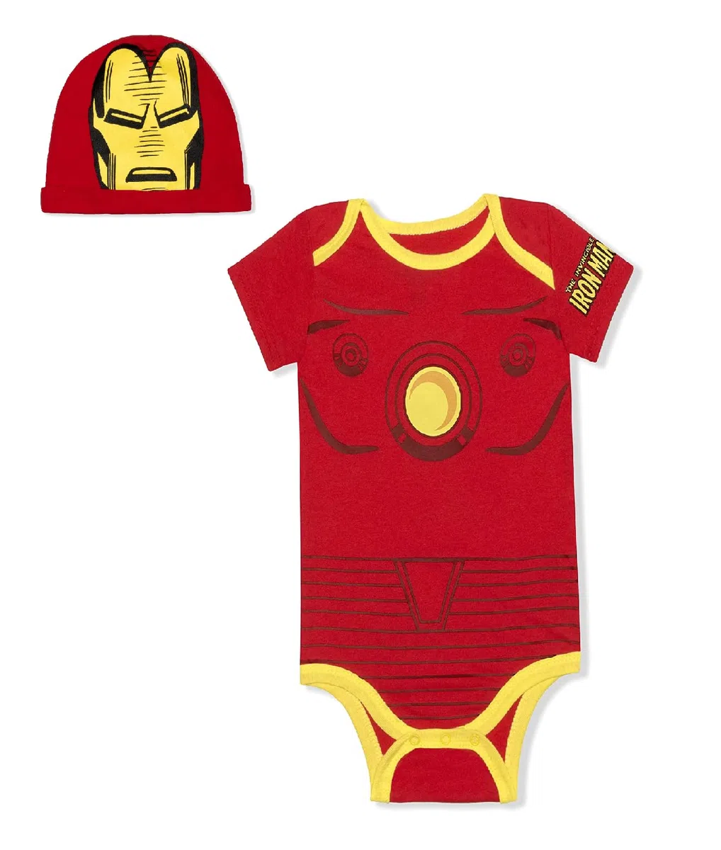 Vengadores de manga corta enredadera con gorra, Capitán América, Hulk, Thor, Spiderman, Ironman Bodysuit traje de bebé