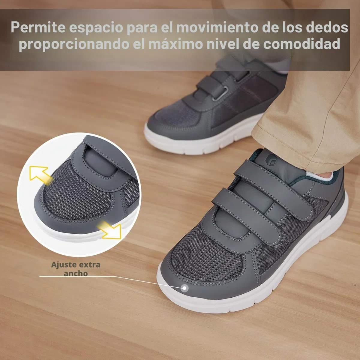 FitVille Zapatos para Hombre Zapatos Anchos Especiales para Pies Sensibles Cómodas Zapatillas Ajustables