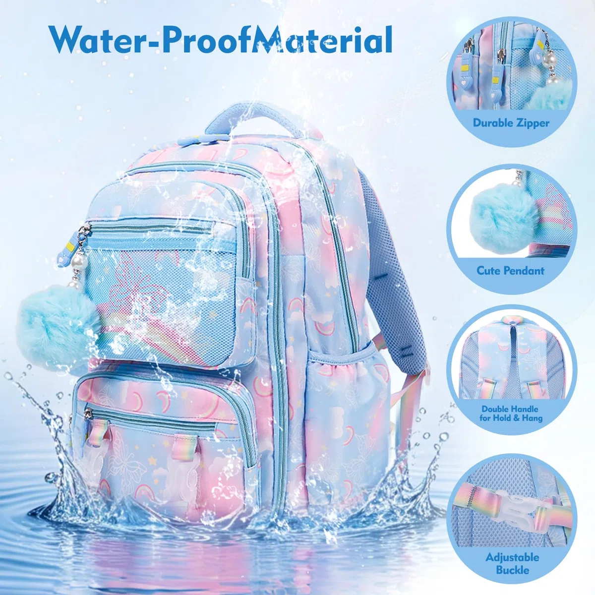 Mochila estética Kawaii Rainbow