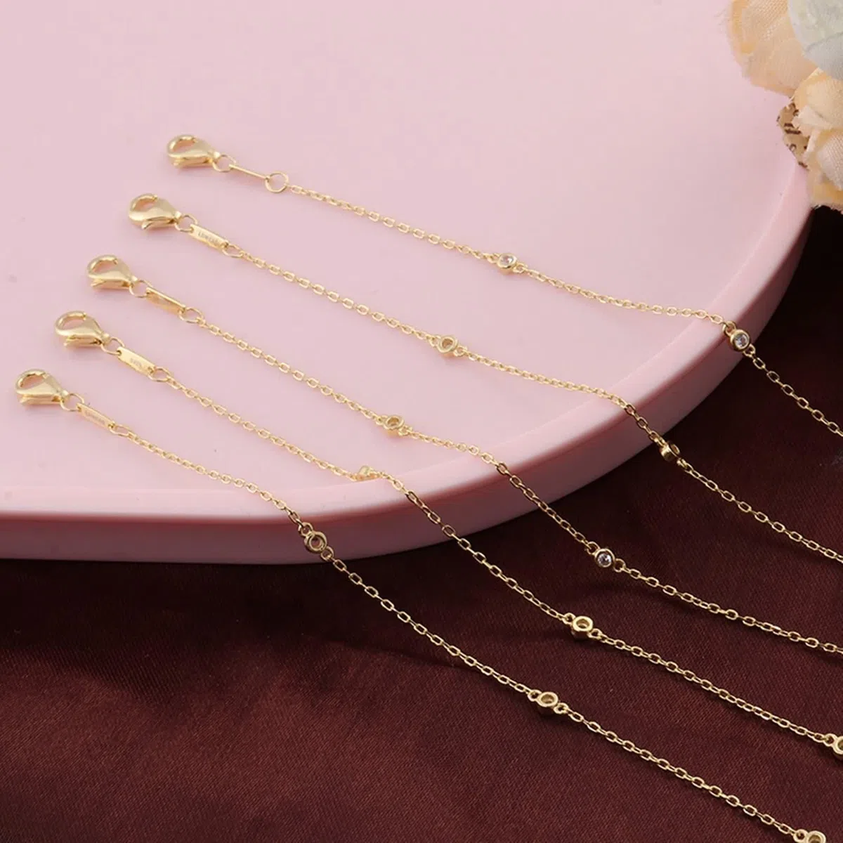 Pulsera de moda para mujer, de oro amarillo con lentejuelas pulidas, para promesa de boda