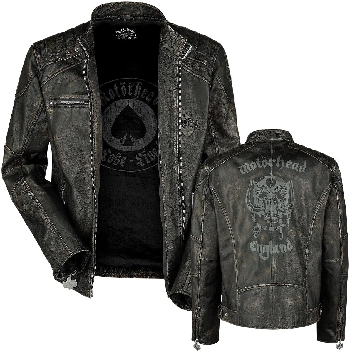 Motörhead England Hombre Chaqueta de Cuero Negro