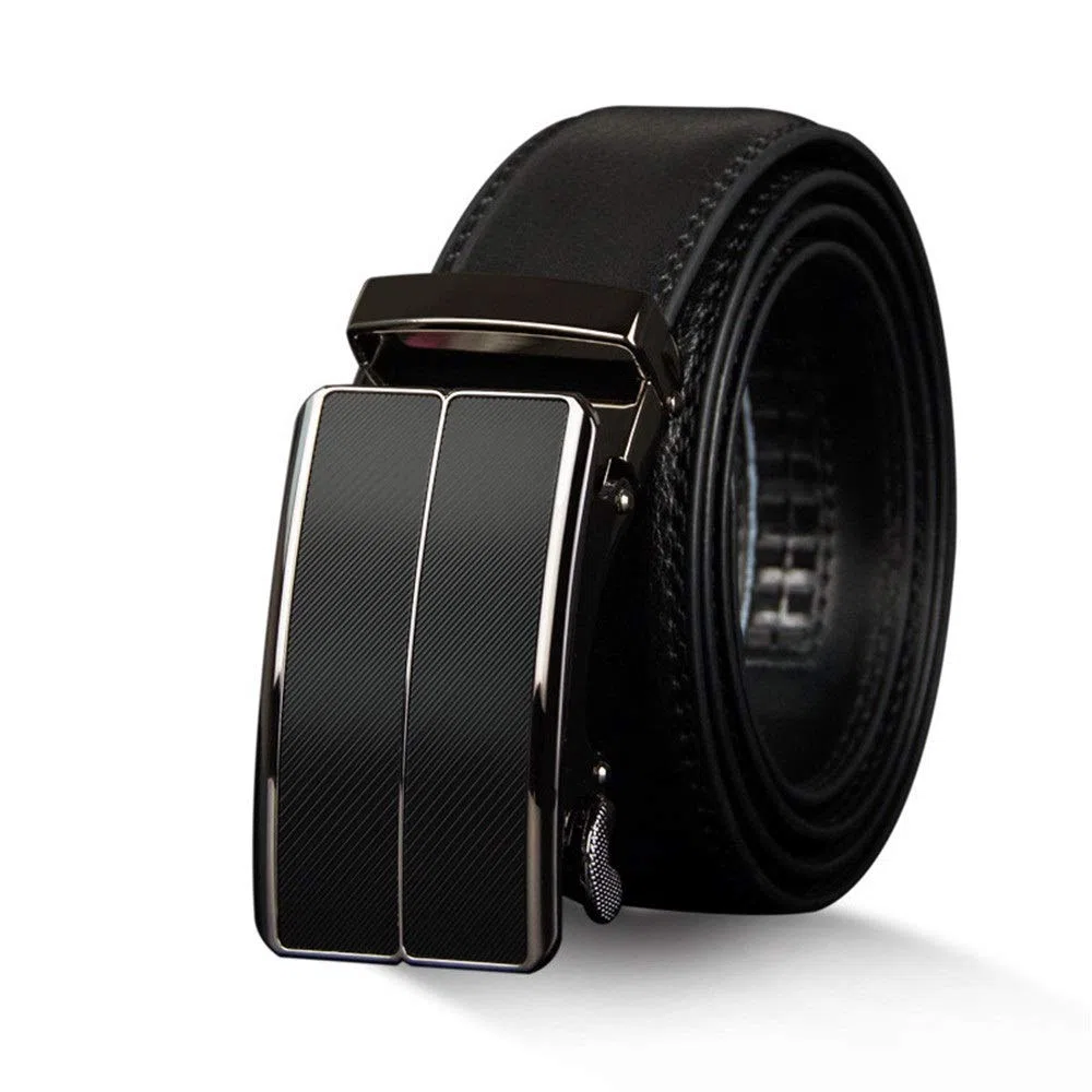Cinturones de cuero para hombres Cinturón de cuero para hombres Hebilla automática flexible y duradera Cinturón deslizante de lujo Vestido con trinquete Cinturones elegantes Regalo para traj