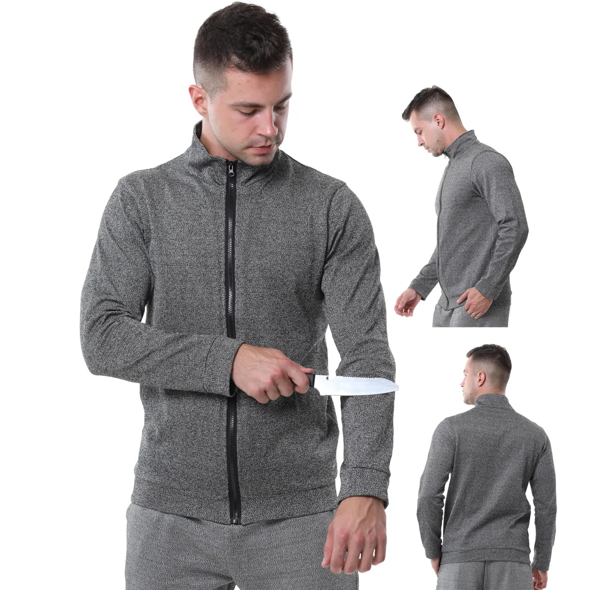 Ropa Antipuñaladas De 5 Niveles: Camiseta De Manga Larga Antimordidas, Chaqueta Táctica, Ropa De Seguridad Anticortes Para Policías Y Personal De Seguridad.,Grey-M