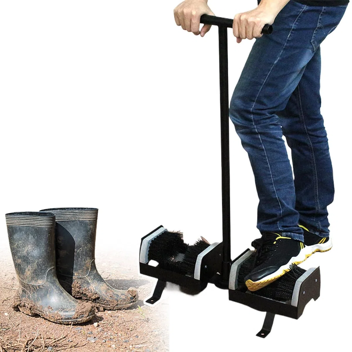 Cepillo limpiador de botas, cerdas rígidas de doble cara para una eliminación eficiente del barro, ideal para botas de lluvia, senderismo y botas de fútbol, perfecto para granjas y jardines