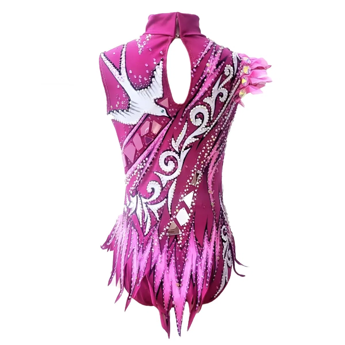 Leotardos de Gimnasia Rítmica for Mujer, Trajes de Competición de Baile Con Apliques Sin Mangas Y Cuello Redondo