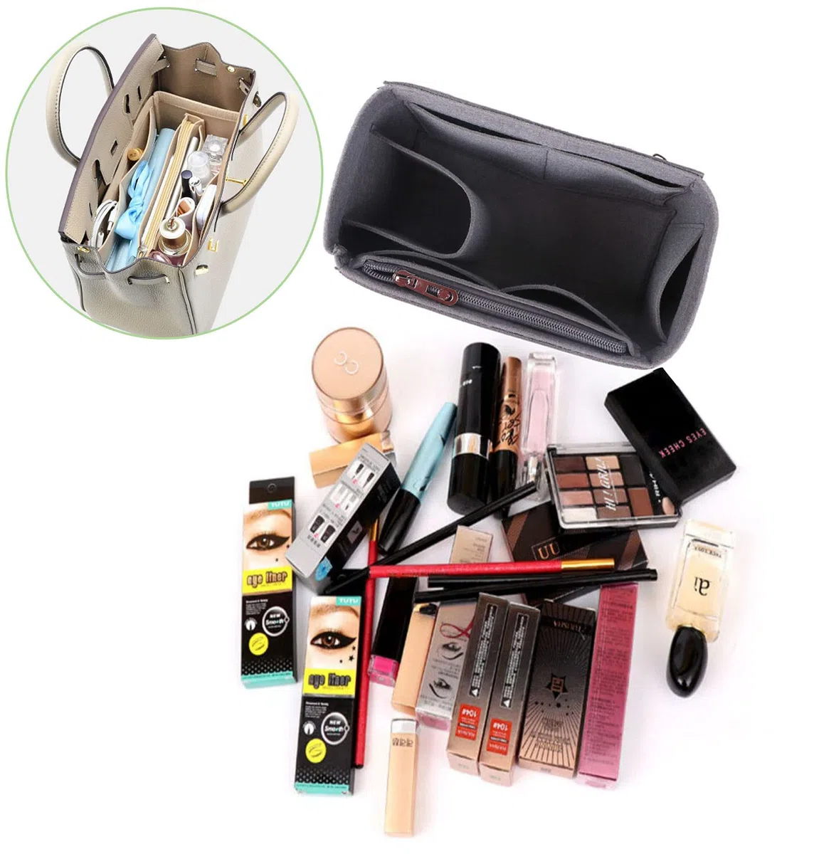 Lckaey - Organizador de bolsos para birkin (30 insertos1099 beige-M)