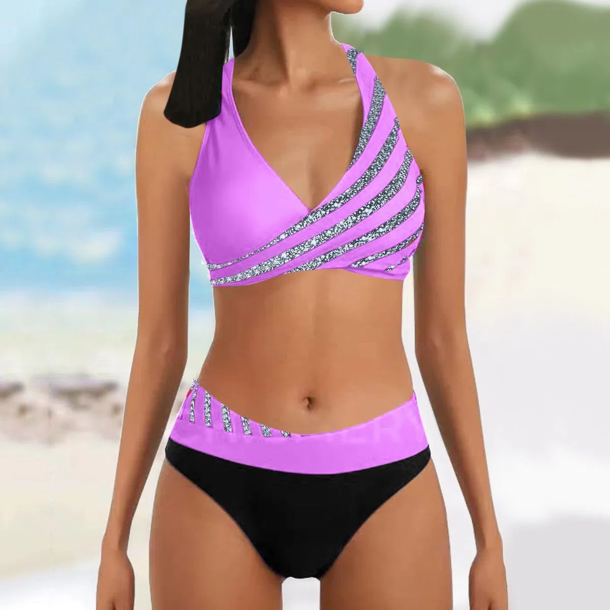 Conjuntos De Bikini for Mujer Conjunto Traje Baño Estampado con Parte Inferior for, Verde, S