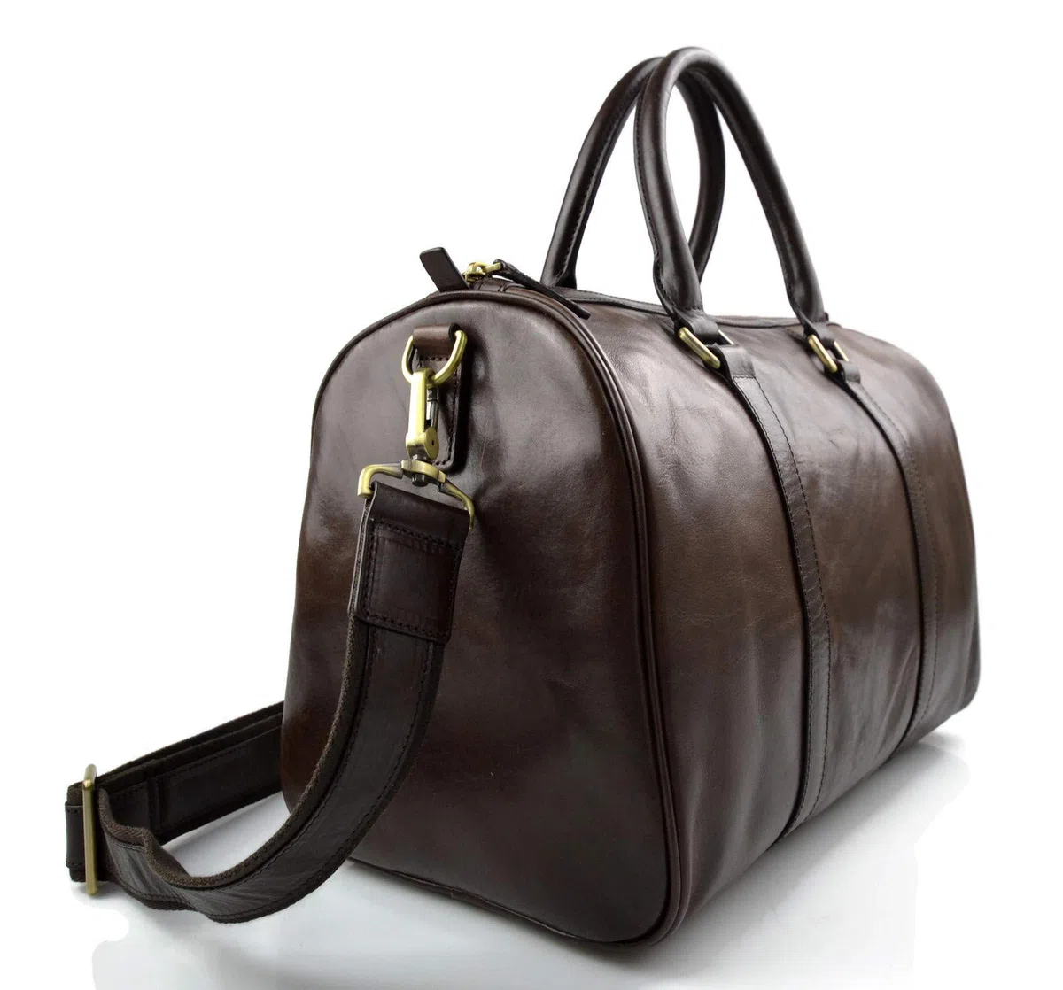 Bolsa de viaje pequeño bolsa cabina cuero bolso hombres mujeres bolso deportivo bolso de mano bolso de espalda en cuero maletín marron oscuro
