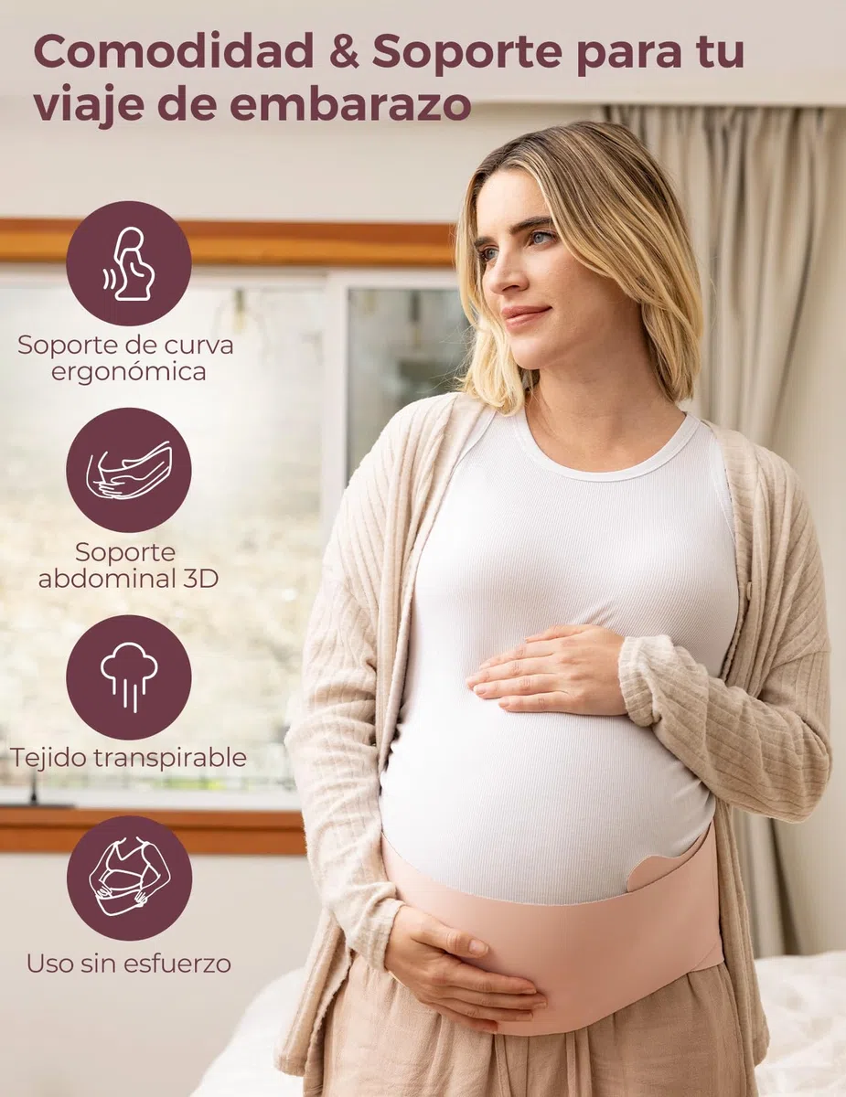 momcozy Faja Embarazada, Cinturón Embarazo de Tejido Transpirable, Faja Embarazadas Sujeción con Soporte Ergonómico para Aliviar el Dolor Abdominal, Pélvico y Lumbar