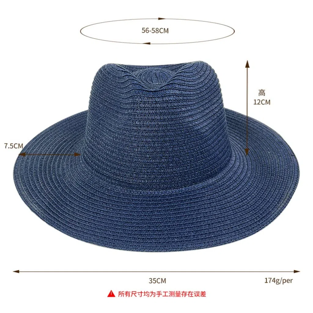 LNNSHX Sombrero clásico de Panamá con Borde Enrollado, Sombrero de Viaje con protección Solar, Sombrero de Playa para Hombre al Aire Libre (D 6 7/8)