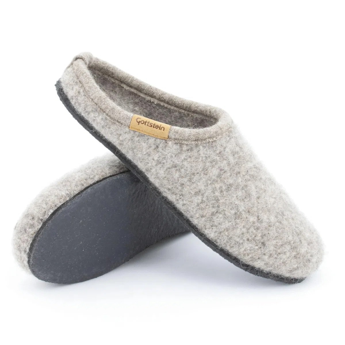 Gottstein Zapatillas de estar por casa de fieltro Alpine Light Natur – Zapatillas para hombre y mujer de pura lana virgen con suela de látex antideslizante