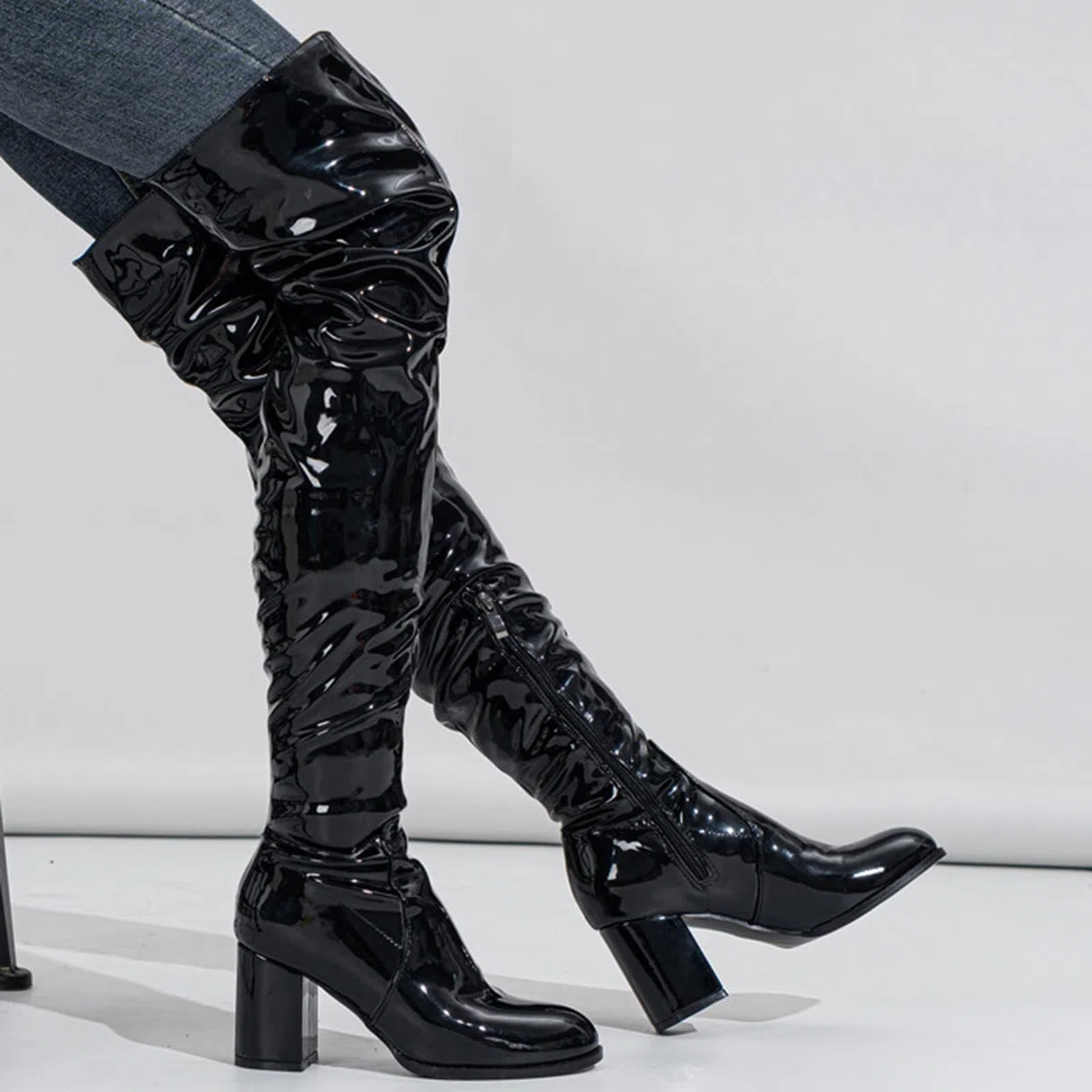 Botas de Invierno Mujer Botas de Cuero Moda con Punta Redonda para Mujer para la Temporada otoño e Invierno, versátiles hasta la Rodilla a Moda