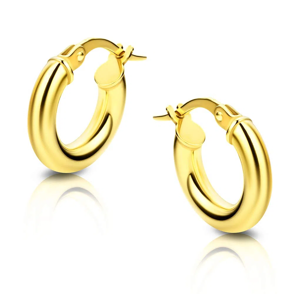 Orovi Pendientes de aro de oro amarillo 375 9k para mujer, oro amarillo, sin piedra