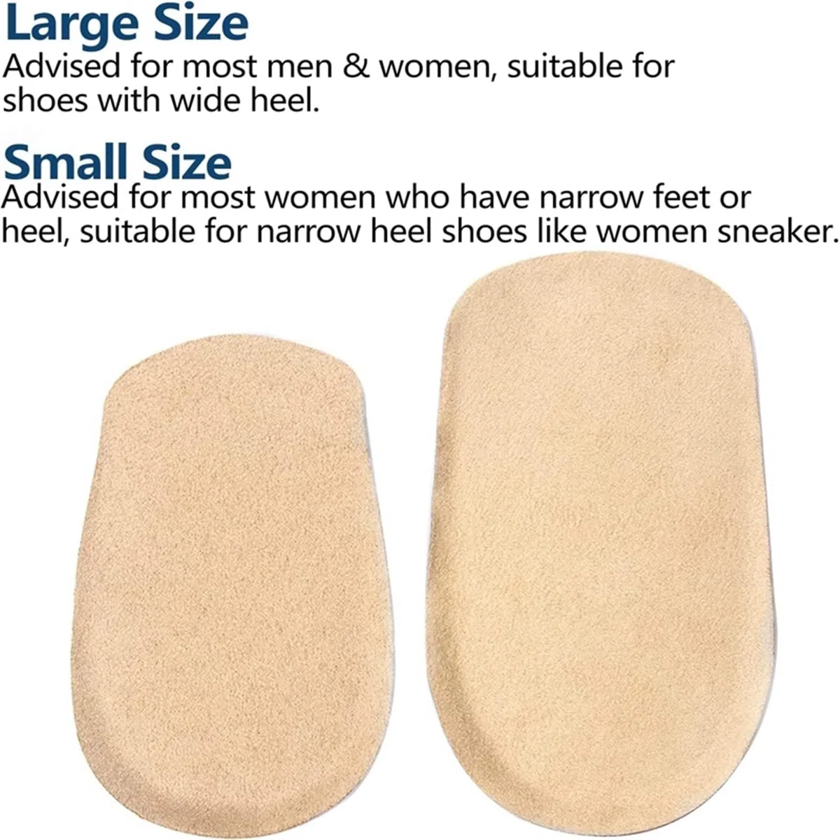 2 pares de plantillas for aumento altura silicona, inserciones invisibles for levantar el talón, almohadillas elásticas for hombres y mujeres Para Zapatos(S-3.5 CM-Khaki)