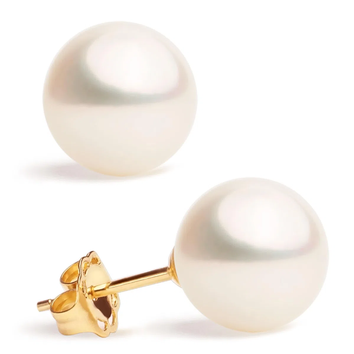 Pendientes de Perlas Redondas Cultivadas de Agua Dulce de Mujer Secret & You - En Oro de 18 k Ley 750 o en Plata de Ley de 925 Rodida - Disponibles en 6 tallas, desde 6-6,5 mm hasta 11-11,5 mm
