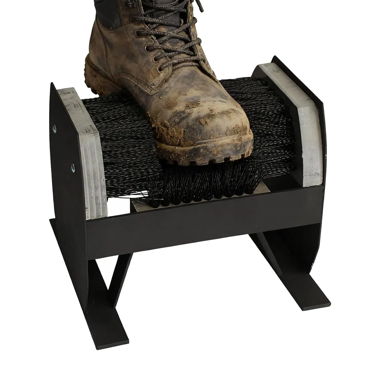 Cepillo rascador de zapatos resistente, limpiador de botas de montaje en suelo con cerdas rígidas, cepillo de limpieza de 4 lados para eliminar la suciedad, el barro, la nieve, para golf, granja