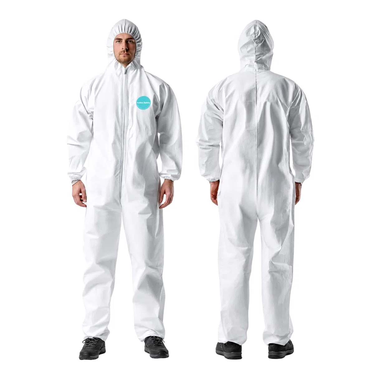Andes Safety Microporous Polyethylene Coated Polypropylene Disposable Protective Coverall with Hood, Elastic Wrists and Ankles Trajes de Materiales peligrosos Unisex Adulto