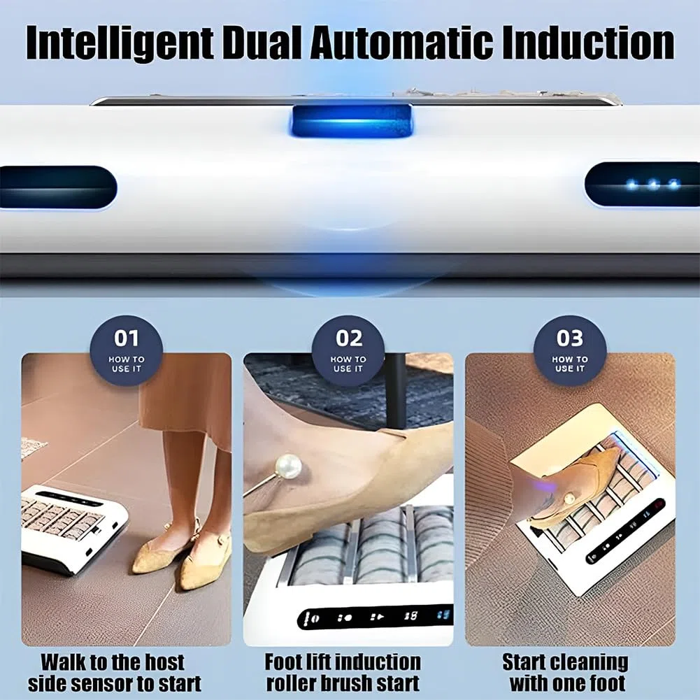 Limpiador de Zapatos automático con 5 cepillos y Alfombrilla, Limpia la Parte Superior y la Suela del Calzado para hoteles, oficinas, Bancos y hogares.