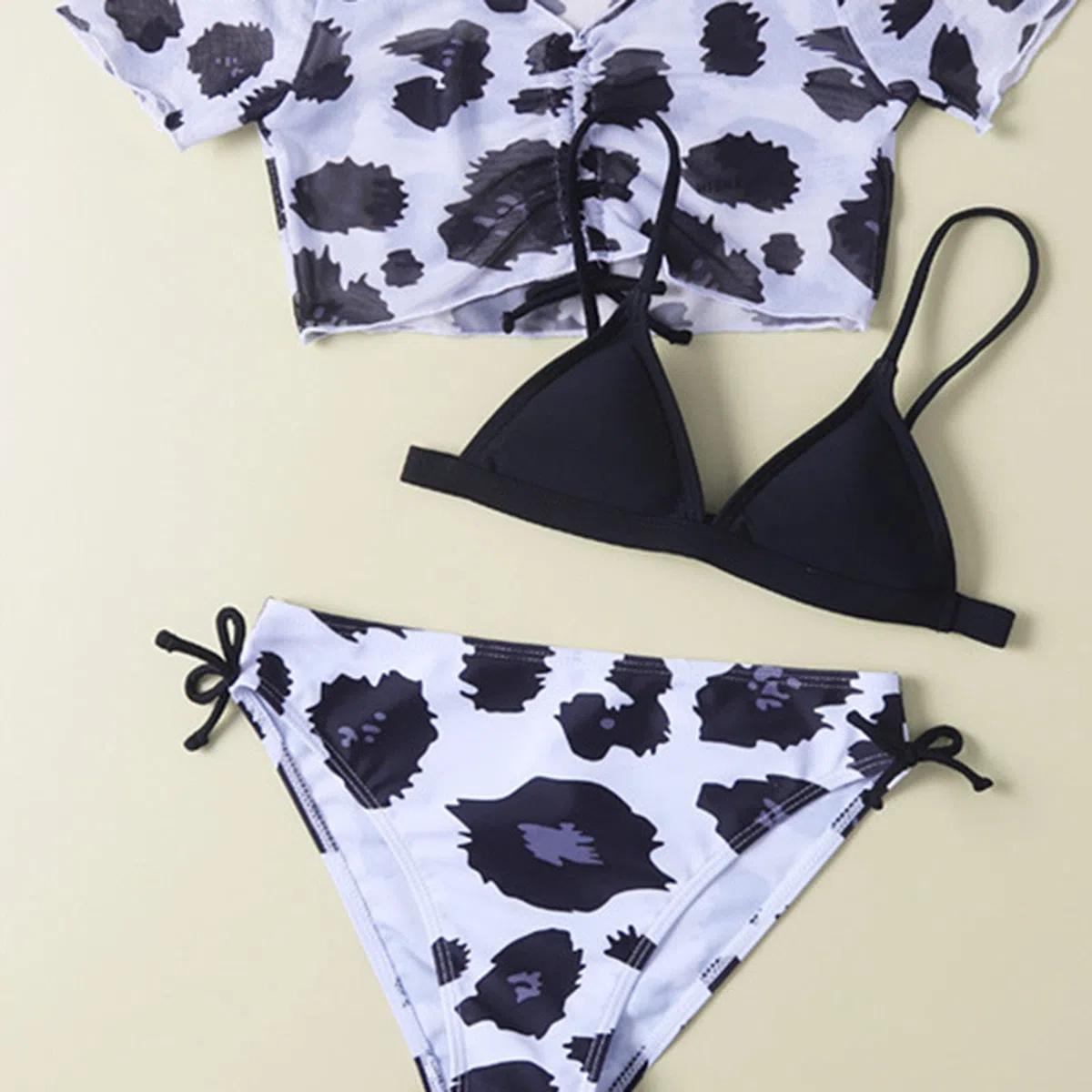 Generisch Tankini para niña, traje de baño para niños, bebé, niña, primavera, verano, secado rápido, impresión bikini, 3 piezas, traje de baño de playa, ropa