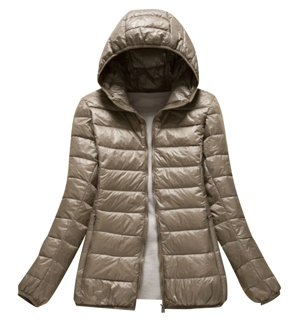 Abrigo Plumas con Capucha Mujer Abrigos Acolchado Plumiferos Ligeros Chaquetas Chaquetones Plumon Anorak Plumifero Corto Cazadoras Chaqueta Acolchada Mujer Plumas Ultralight Invierno Caqui 2XL