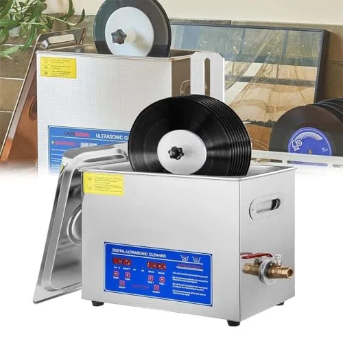 Limpiador ultrasónico para discos de vinilo, 180 W con temporizador y rotación automática, limpia de forma segura discos de 7 y 12 pulgadas sin daños