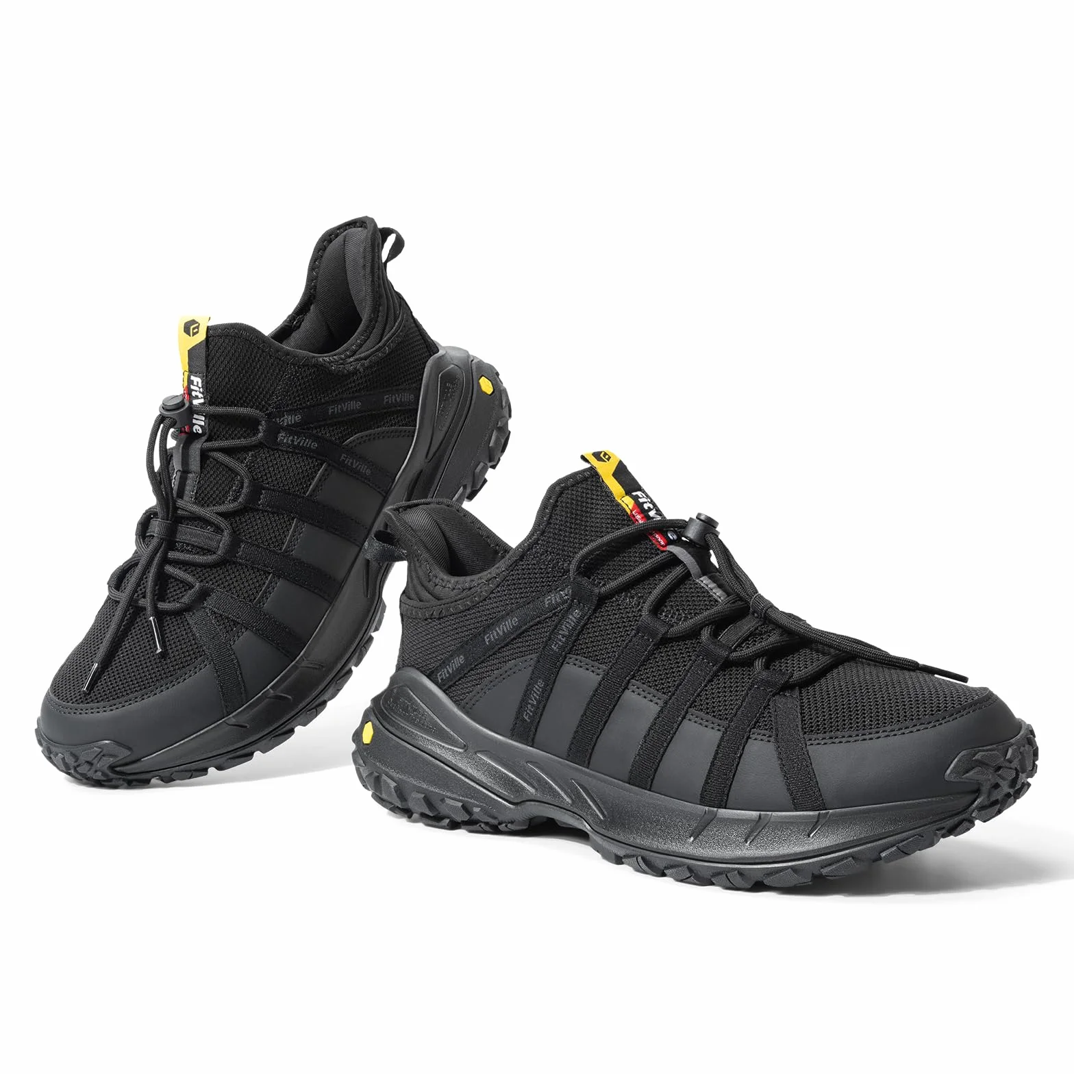 FitVille Zapatillas de Senderismo Hombre Extra Anchos Zapatos de Trekking Sin Cordones Transpirables Montaña Zapatillas Ligeros para Caminar Exterior Antideslizantes