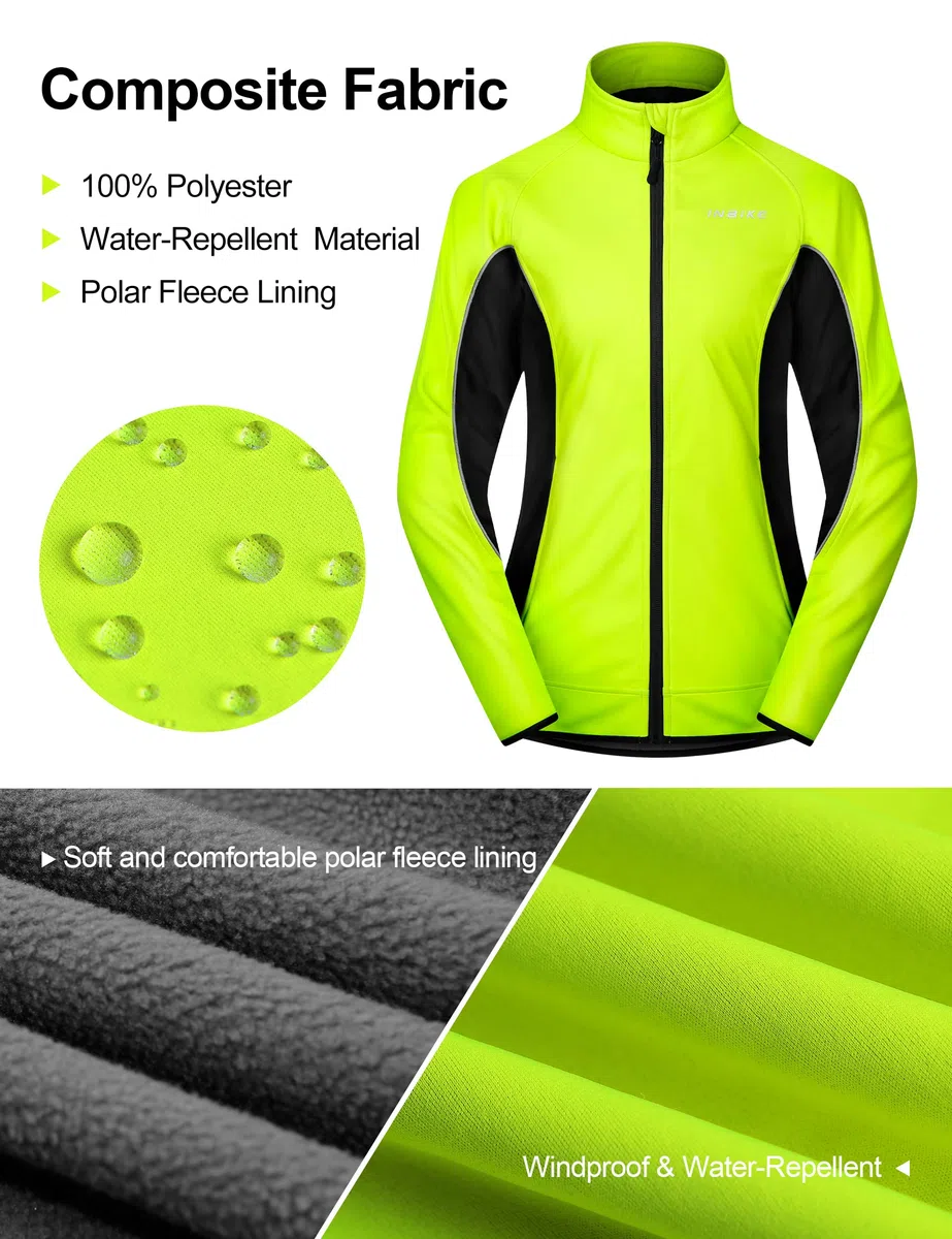 INBIKE Chaqueta Mujer Invierno para Correr y Ciclismo Softshell Impermeable Térmico Polar MTB (WJ802)
