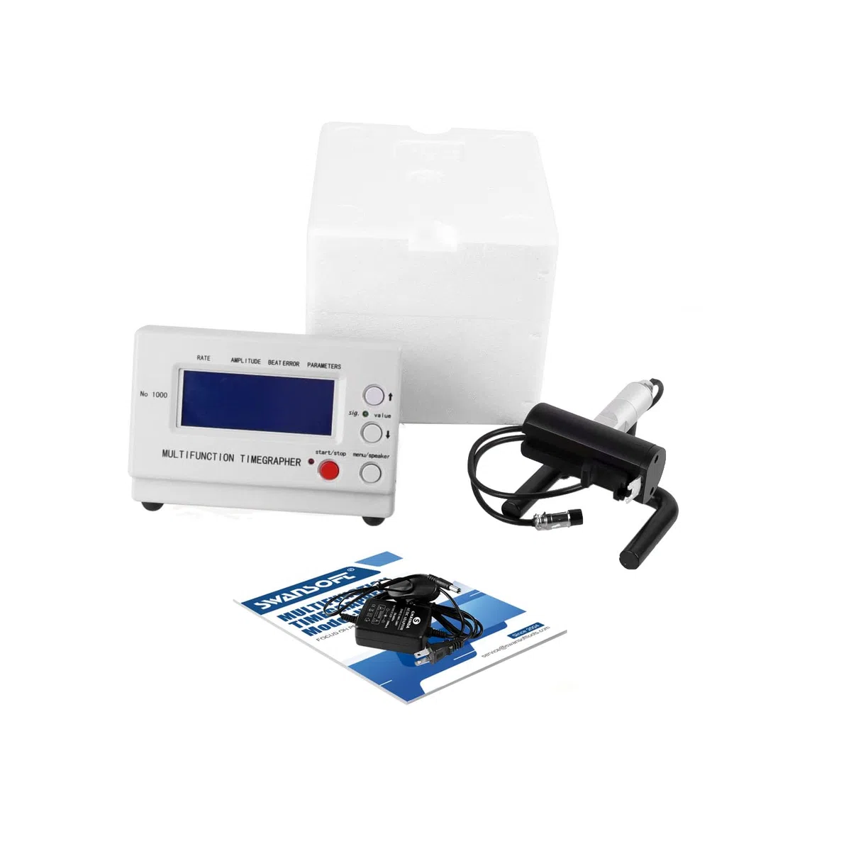 SWANSOFT Timegrapher No.1000 - Comprobador de Relojes Multifuncional, cronómetro de relojero, Herramienta de calibración de Relojes mecánicos (Enchufe de la UE)