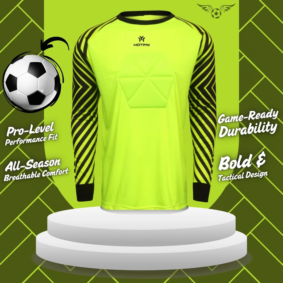 Camiseta de portero acolchada en el pecho para adultos/niños, codo de fútbol acolchado, para jóvenes/adultos, manga larga, Florosent, X-Small