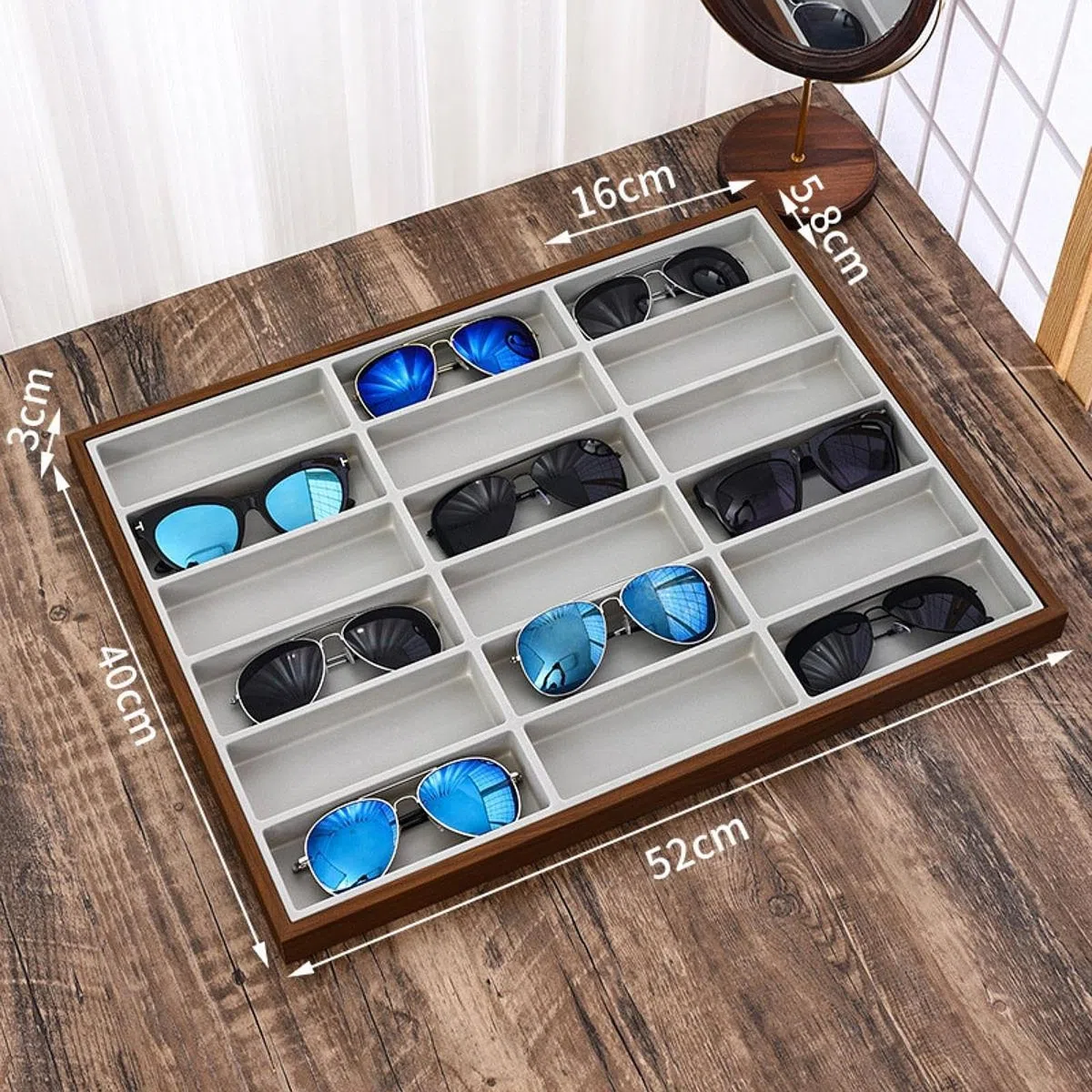 harayaa Bandeja Expositora para Gafas, Estuche de Almacenamiento para Gafas, Soporte Multiusos para Relojes, Organizador de Gafas de Sol, Estuche de Almacenam