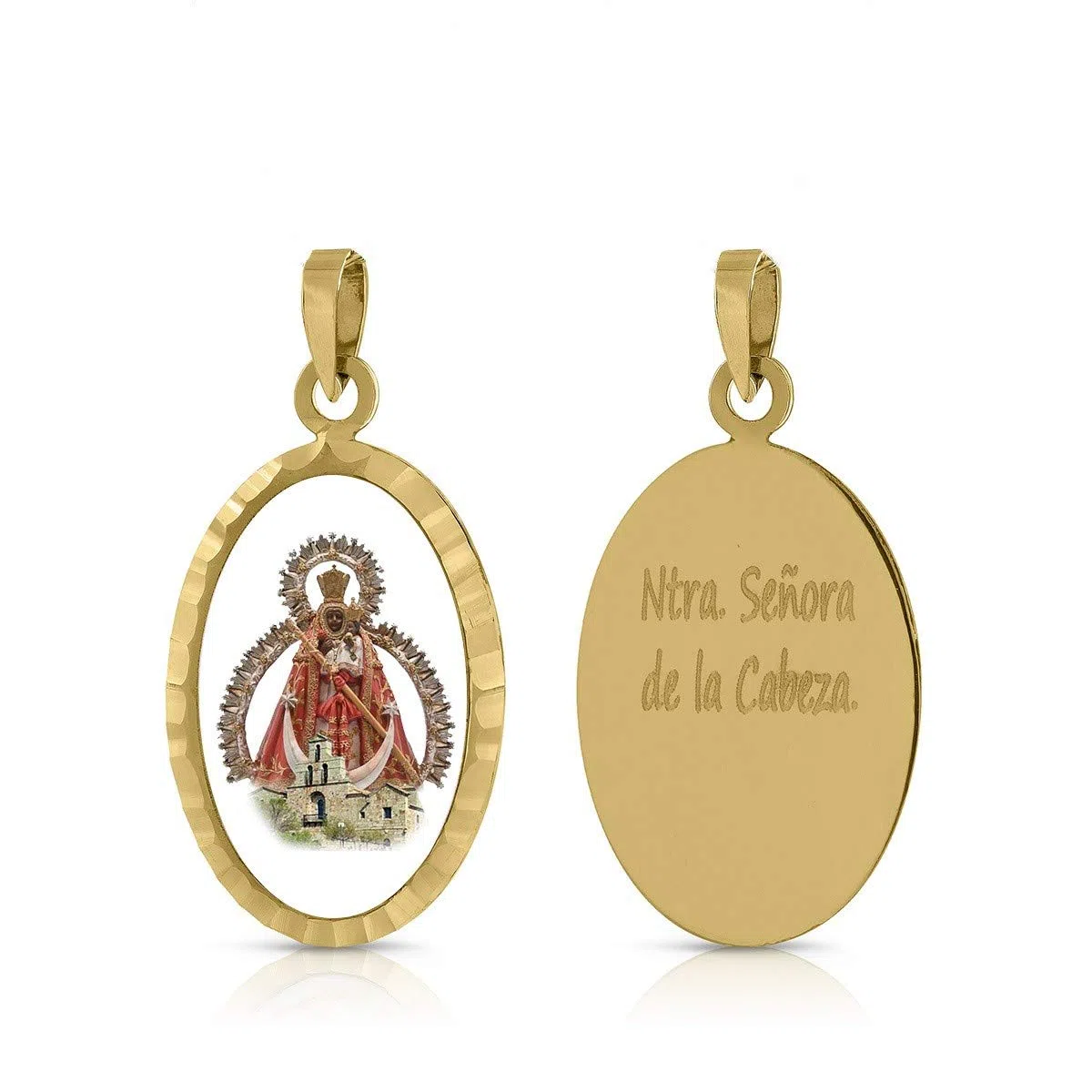 Medalla colgante Oro de Ley. Niña/Mujer. Virgen Cabeza. Medida 12x18 mm. Sin Cadena. (1-4930)